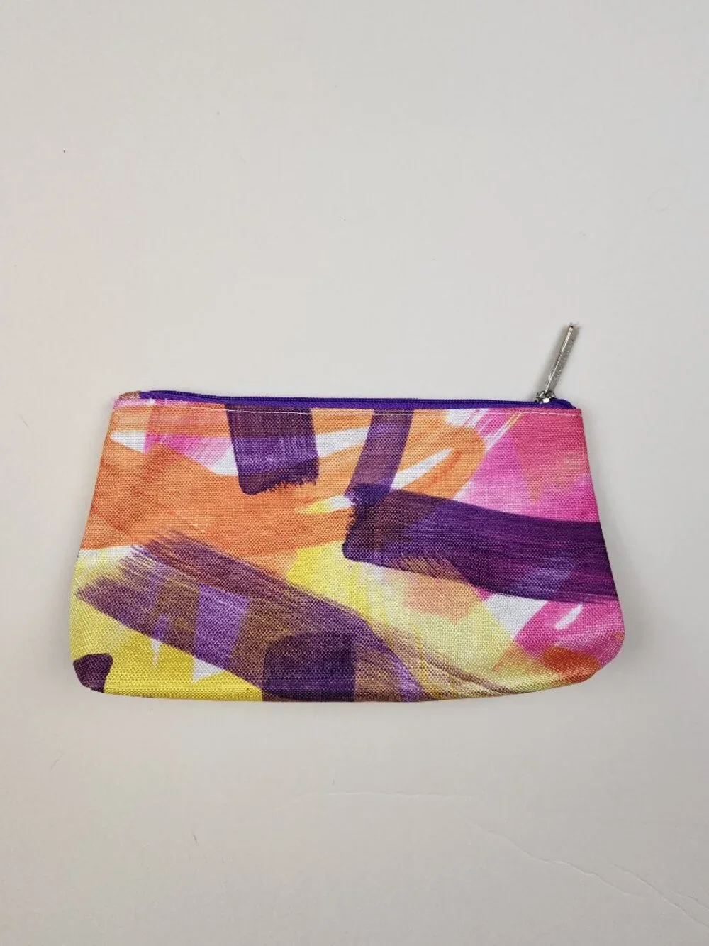 NWOT Clinique Zip Cosmetic Makeup Bag Paintbrush Stroke Watercolor